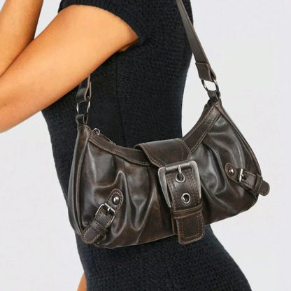 Sac porté épaule Rêve Vintage brun foncé vu de trois quarts
