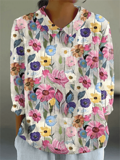 Amaline | Blouse à imprimé floral peint — Imprimé floral
