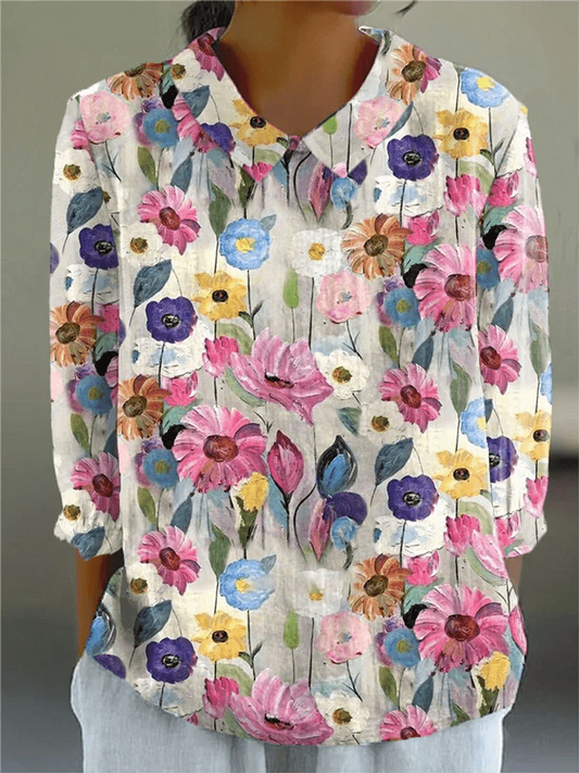 Amaline | Blouse à imprimé floral peint — Imprimé floral