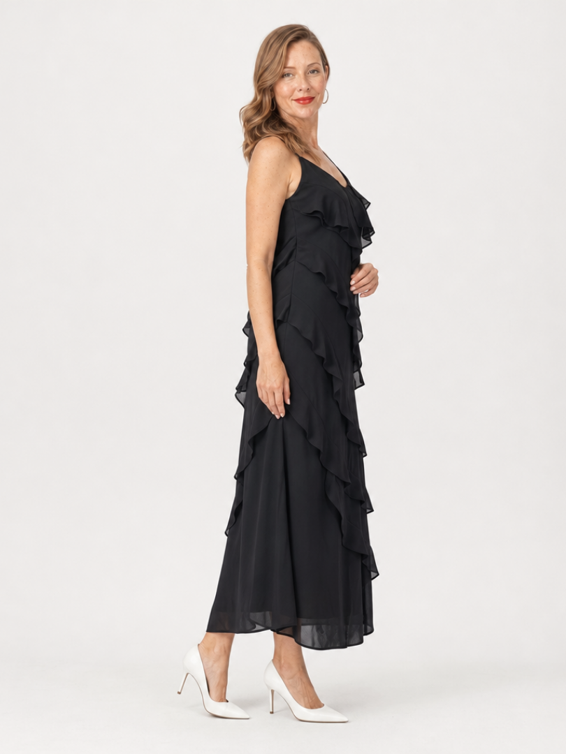 Aurore — Robe longue à volants étagés