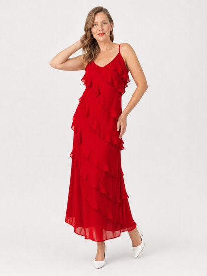 Aurore — Robe longue à volants étagés
