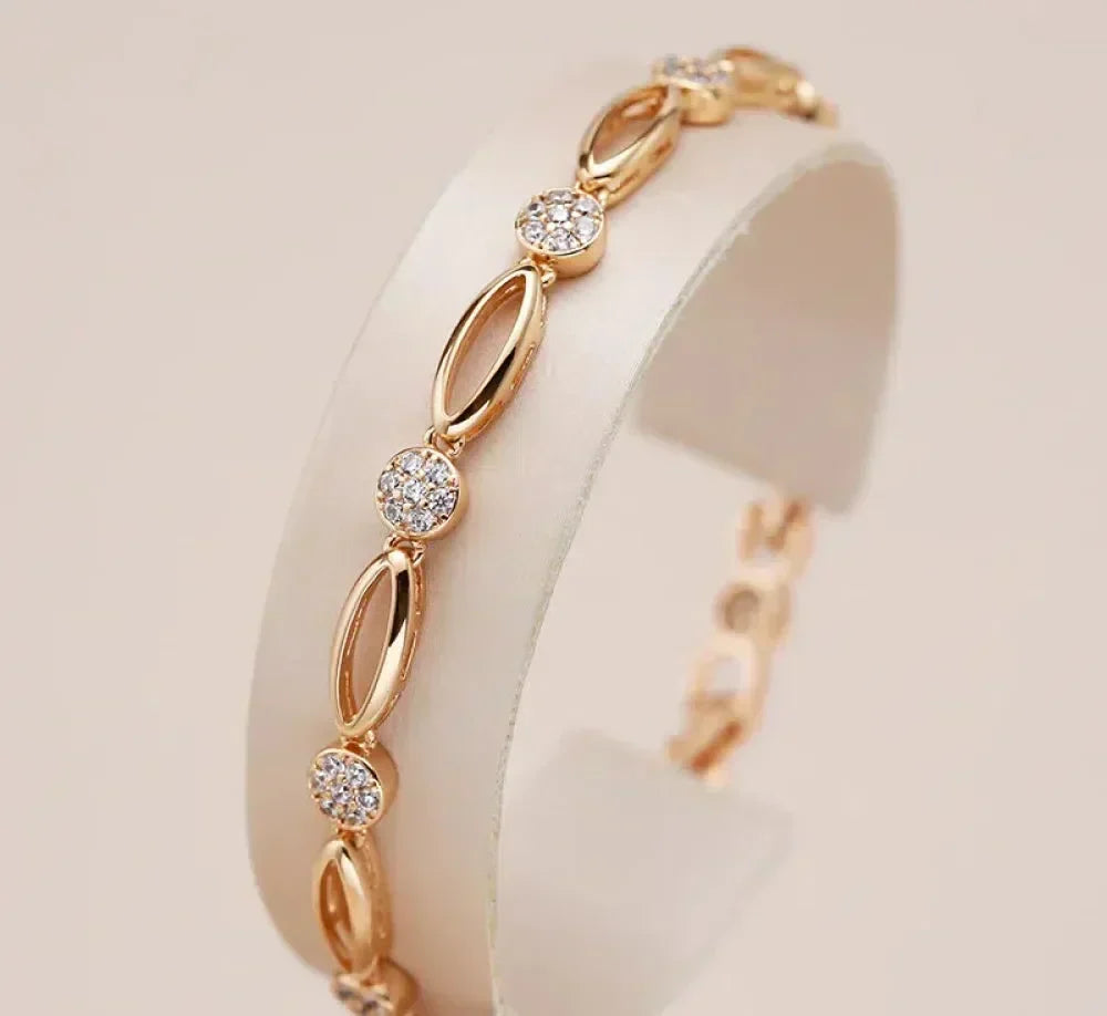 Maillon en Grappe | Bracelet or rose avec pierres claires en grappes – Vue 01