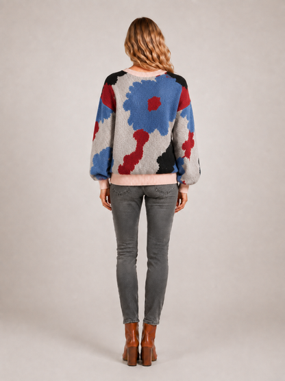 Sydney | Kwiatowy sweter z dzianiny
