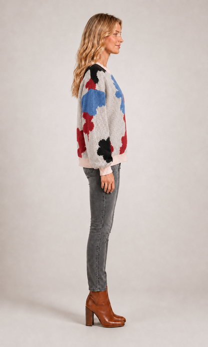 Sydney | Kwiatowy sweter z dzianiny