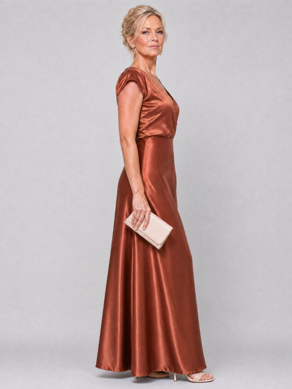 Firmine — Robe longue satinée cache-cœur