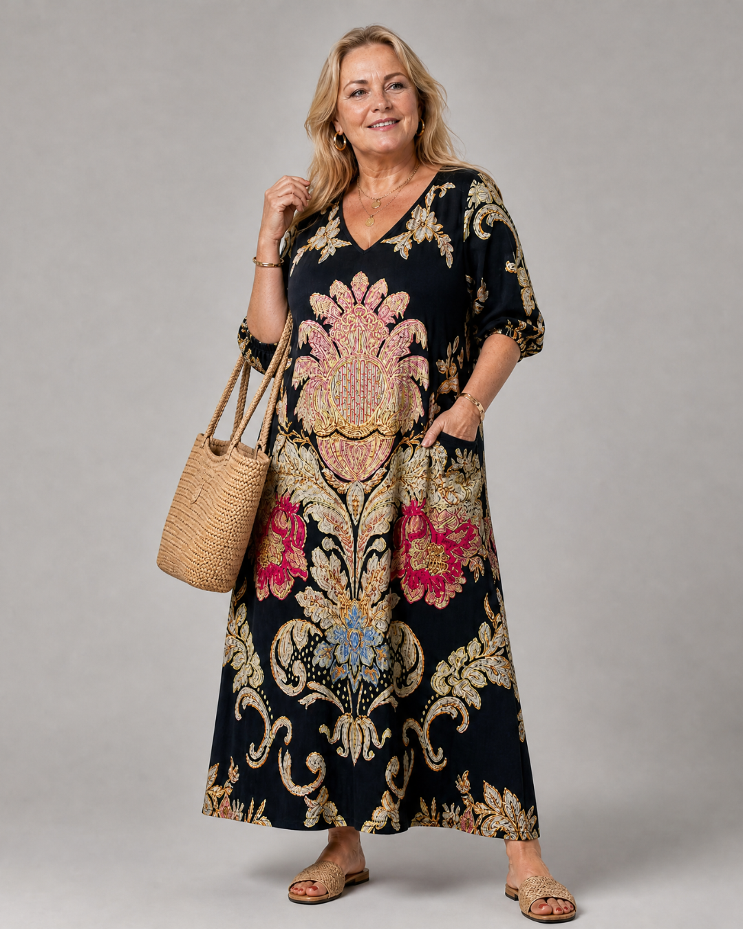 Valérie — Robe longue à médaillon vintage