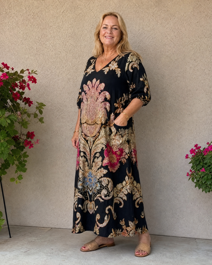 Valérie — Robe longue à médaillon vintage