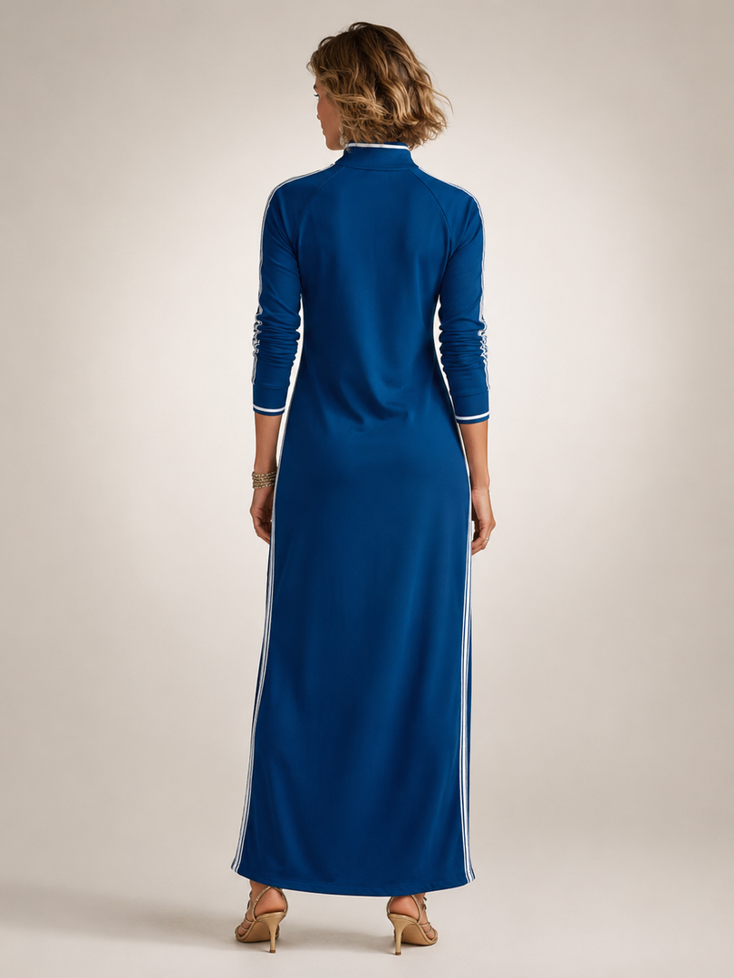 Bernadette — Robe longue col boutonné à galons