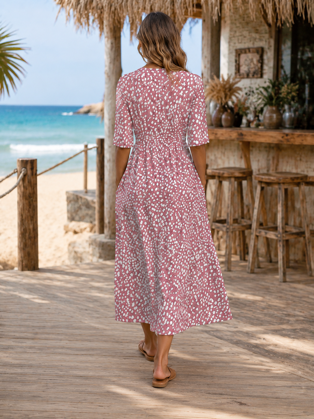 Coline — Robe longue fleurie à manches papillon