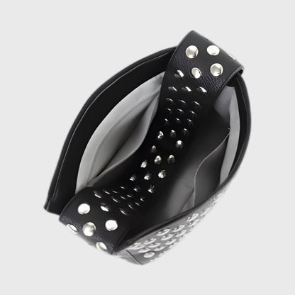 Sac clouté Gina noir vu de trois quarts