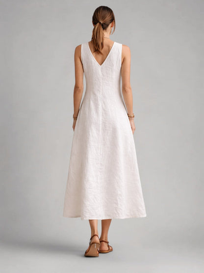 Bathilde — Robe longue sans manches à boutons