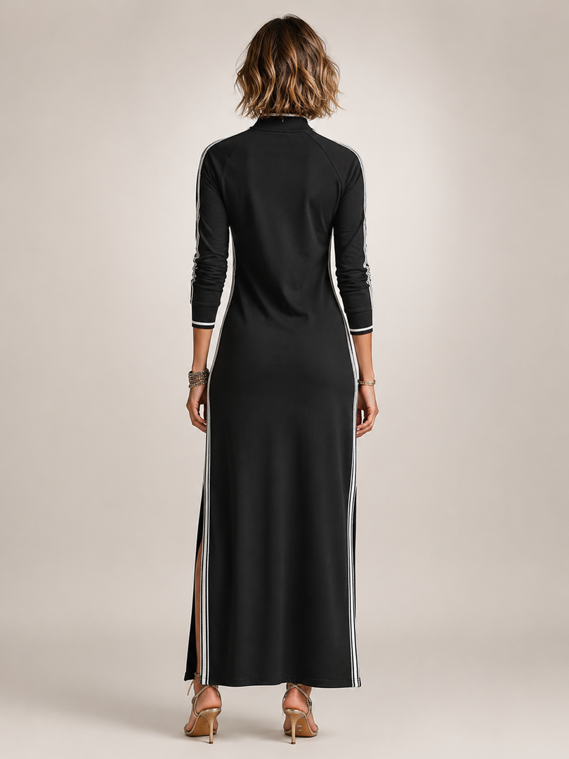 Bernadette — Robe longue col boutonné à galons