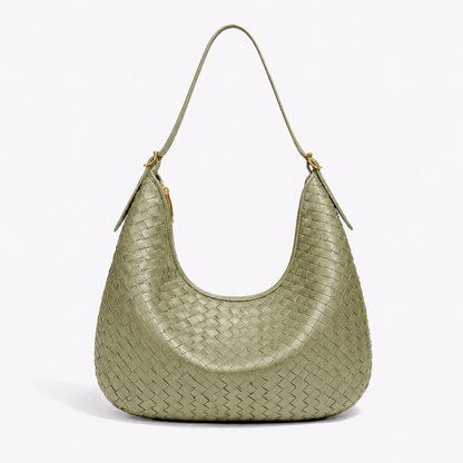 Sac porté épaule tressé Éliette pistache vu de face