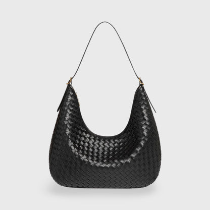 Sac porté épaule tressé Éliette noir vu de face