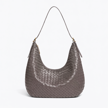 Sac porté épaule tressé Éliette taupe vu de face