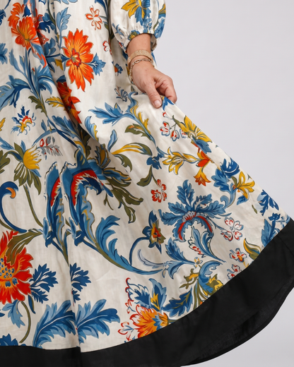 Nathalie — Robe longue à feuillage botanique