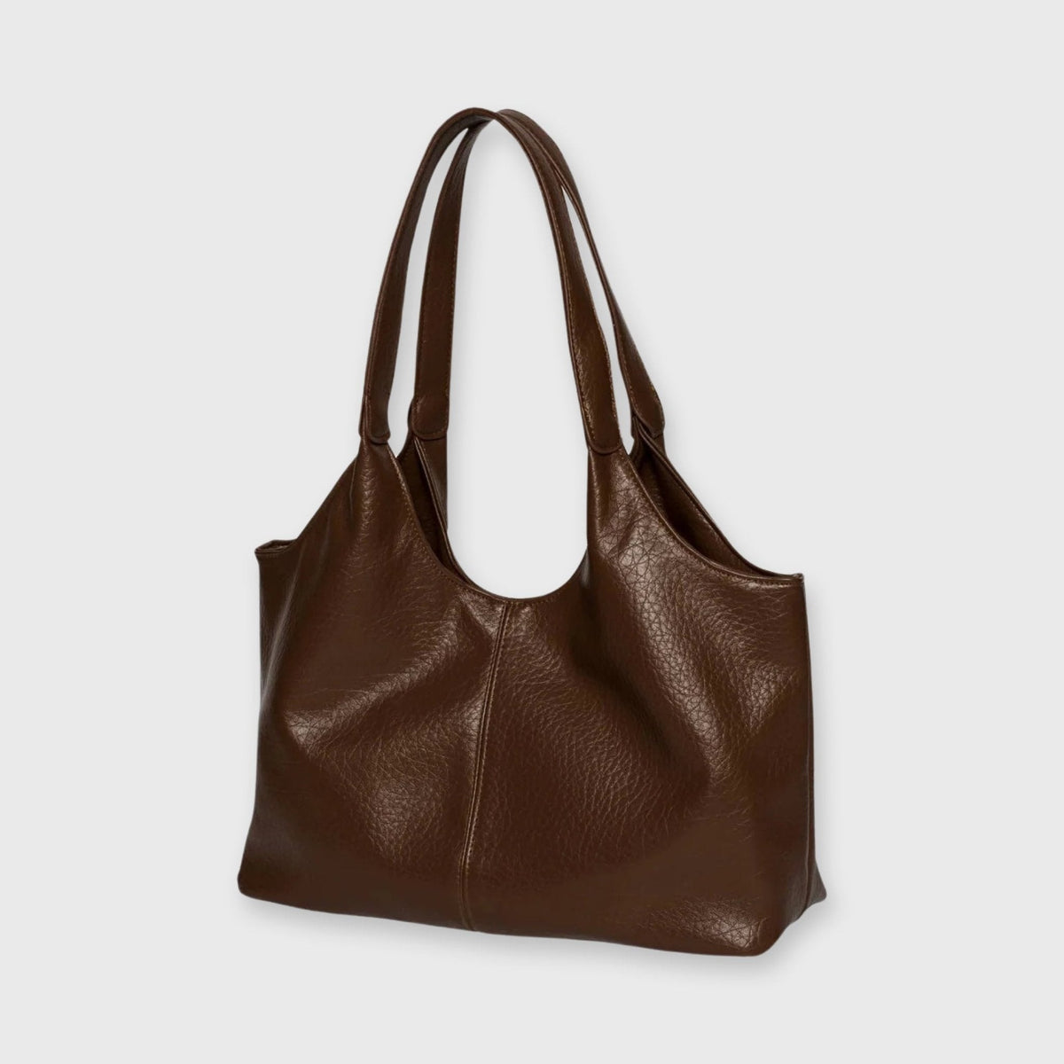 Sac cabas Hanaé brun foncé vu de côté