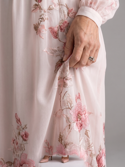 Eudoxie — Robe longue à manches longues et col V