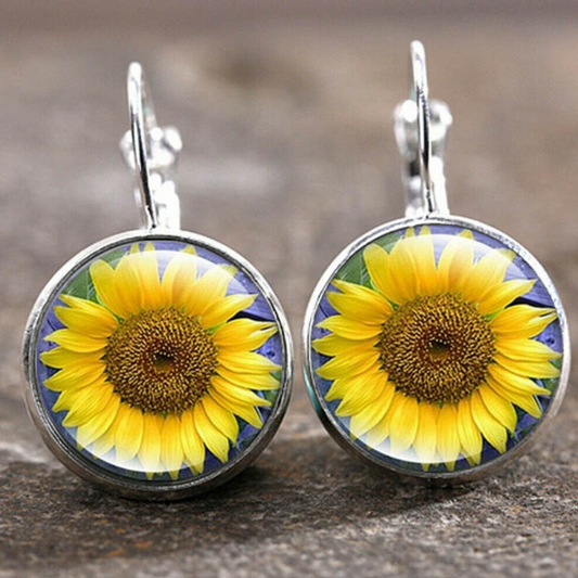 Disque Tournesol | Boucles d'oreilles rondes à motif de tournesol – Vue 01