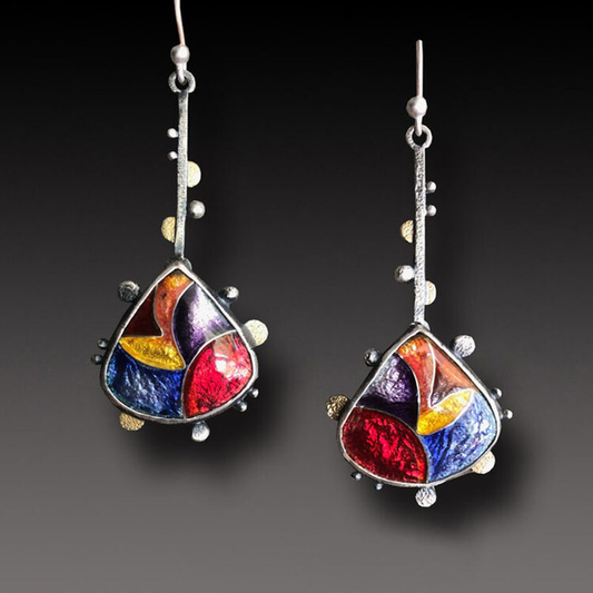 Triangle Coloré | Boucles d'oreilles avec émail coloré en forme de triangle – Vue 01