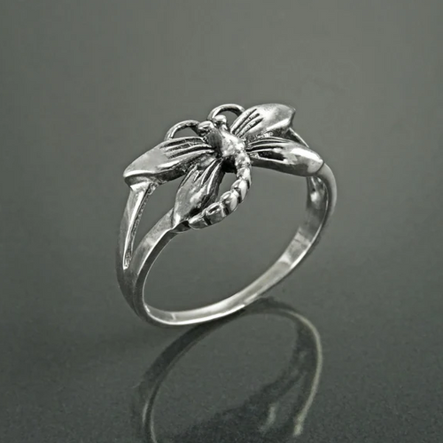 Libellule | Bague argentée à motif de libellule – Vue 01