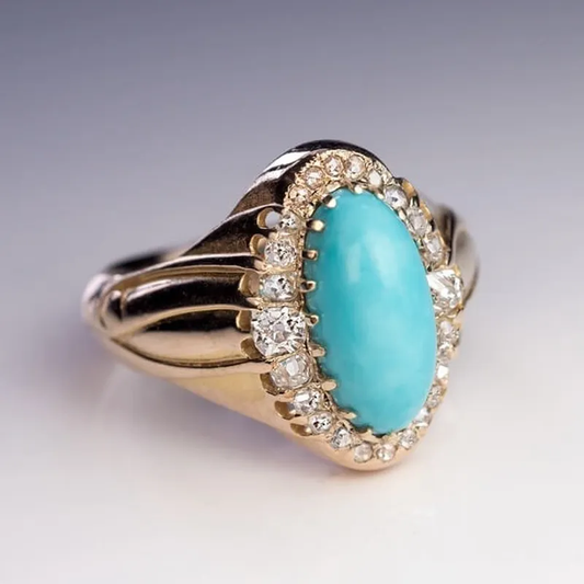 Lueur Glacée | Bague avec pierre bleu clair et bordure claire – Vue 01
