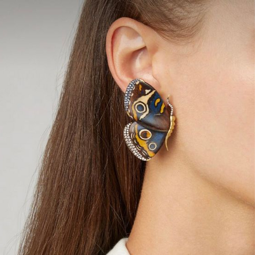 Œil Ailé | Boucles d'oreilles avec aile de papillon et zones colorées – Vue 01