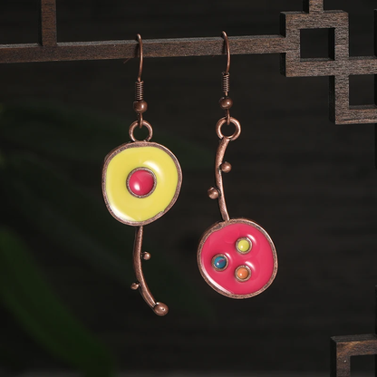 Point Émaillé | Boucles d'oreilles avec cercles en émail coloré – Vue 01