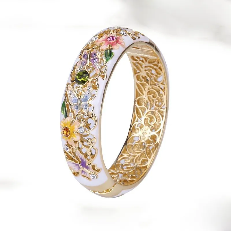 Tableau de Jardin | Bague avec surface blanche et motif floral coloré – Vue 01