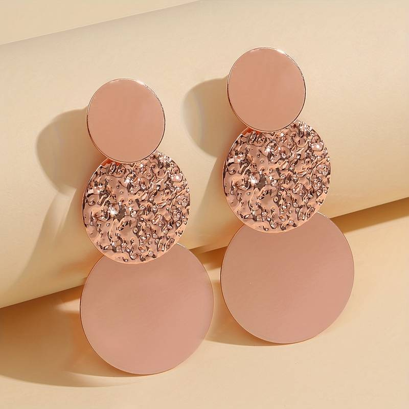Pêche | Boucles d'oreilles avec disques ronds couleur pêche – Vue 01