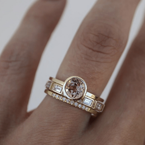 Serti Clair | Bague dorée avec pierre claire – Vue 01