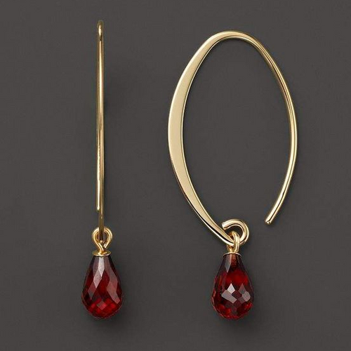 Goutte Rouge | Boucles d'oreilles dorées avec pierre rouge – Vue 01
