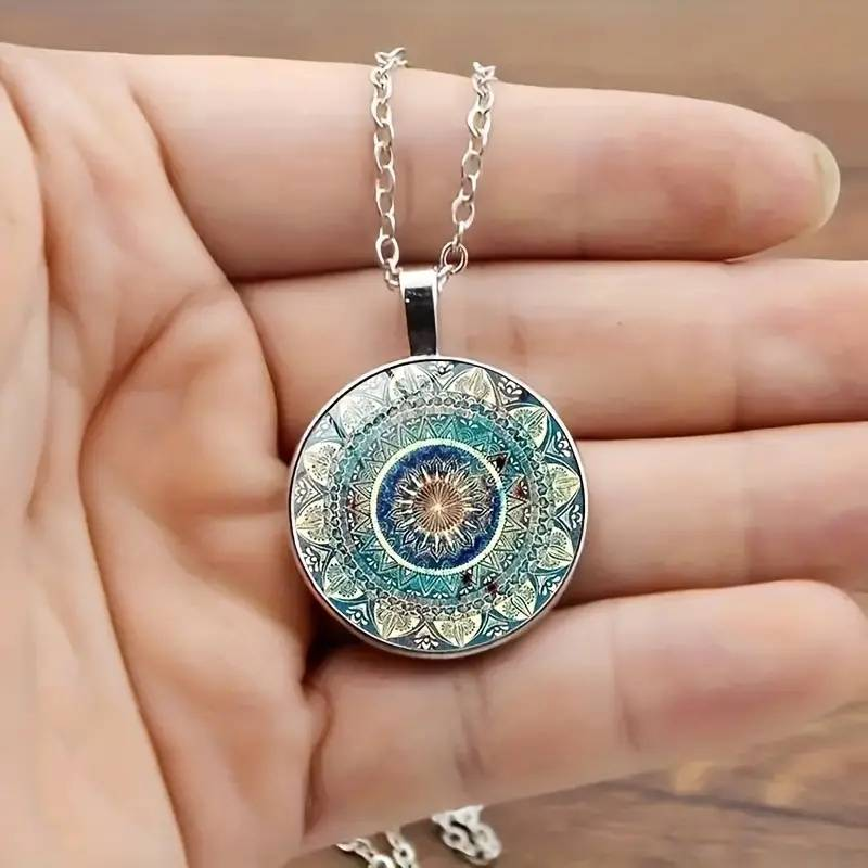 Mandala | Collier au motif mandala bleu – Vue 01