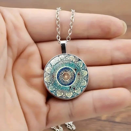 Mandala | Collier au motif mandala bleu – Vue 01