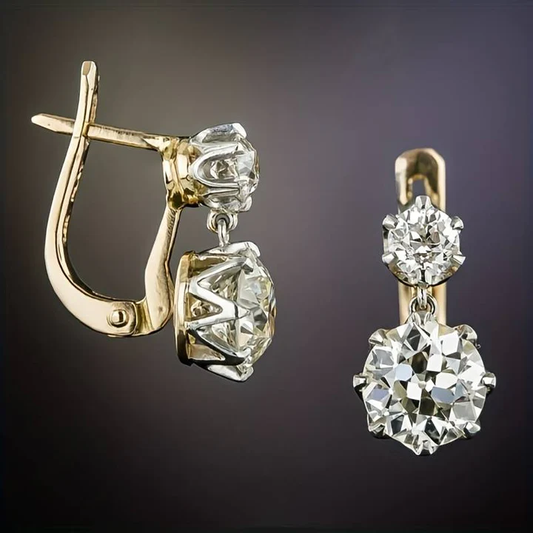 Duo Clair | Boucles d'oreilles avec deux pierres claires superposées – Vue 01