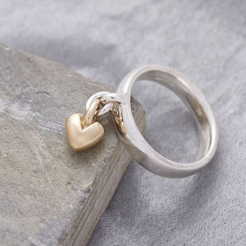 Pendentif Cœur | Bague argentée avec petit cœur – Vue 01