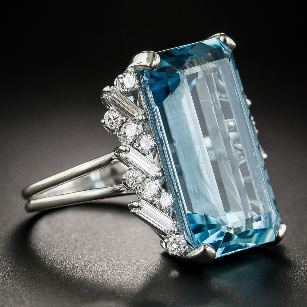 Bloc de Glace | Bague argentée avec grande pierre bleu clair – Vue 01