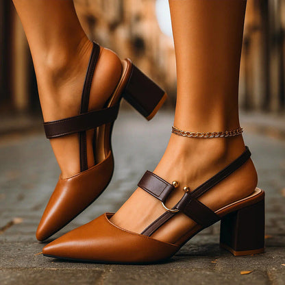 Ingeborg | Czółenka slingback w szpic na słupku