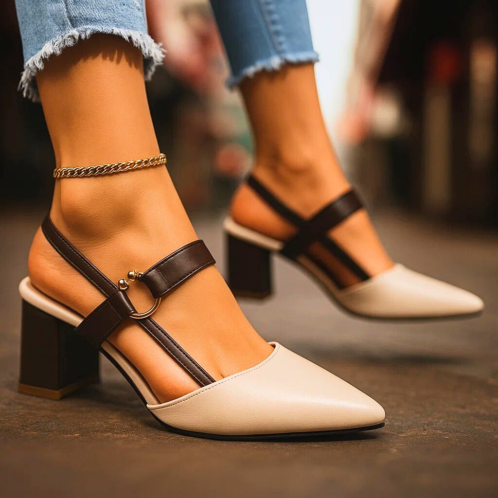 Ingeborg | Czółenka slingback w szpic na słupku