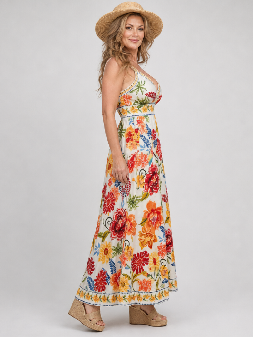Isaure — Robe longue fleurie à taille empire