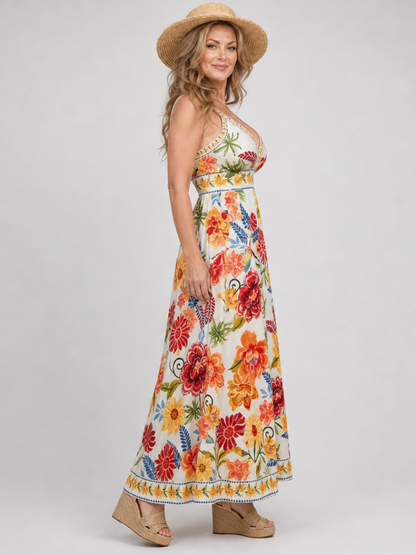 Isaure — Robe longue fleurie à taille empire