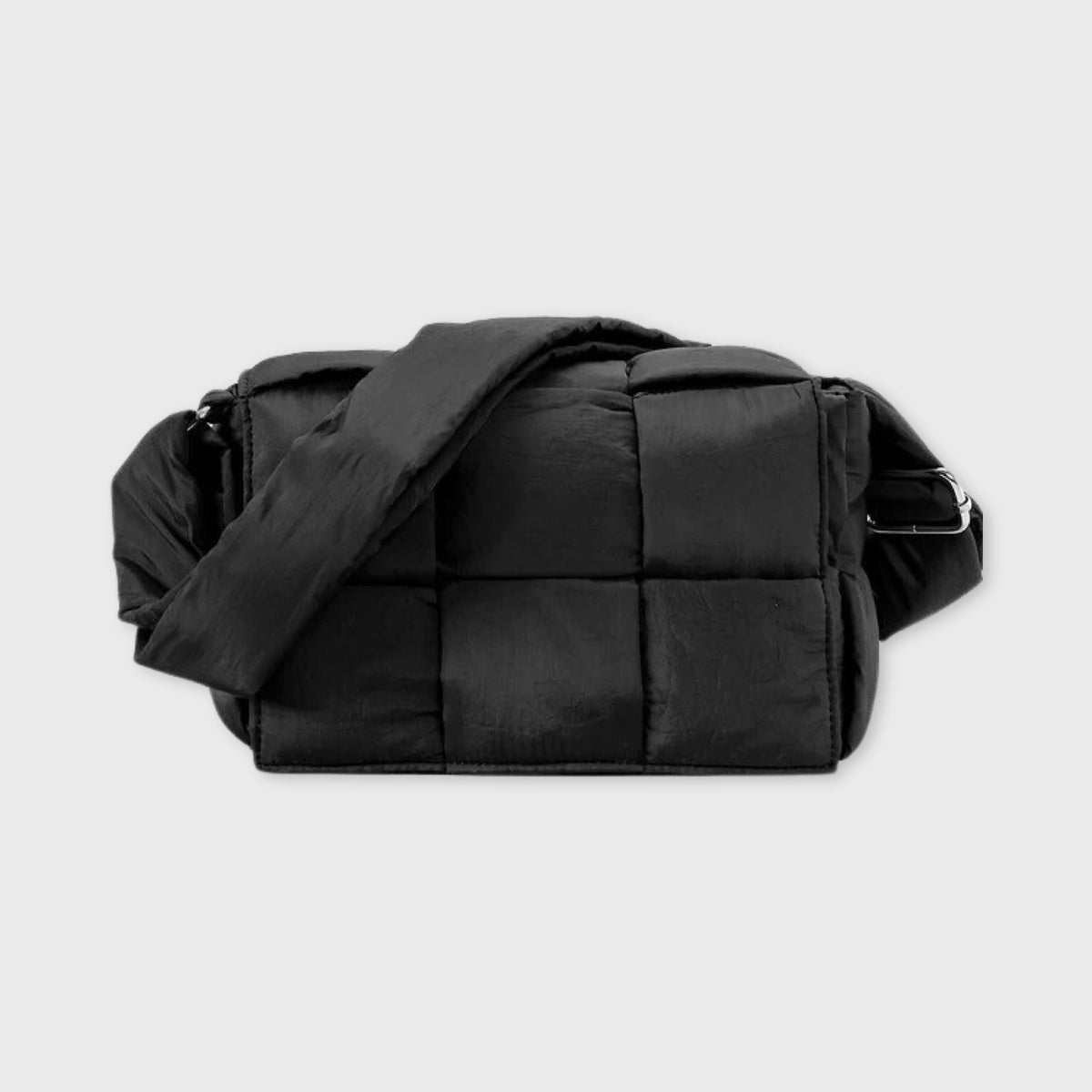 Sac bandoulière Capiton noir vu de face