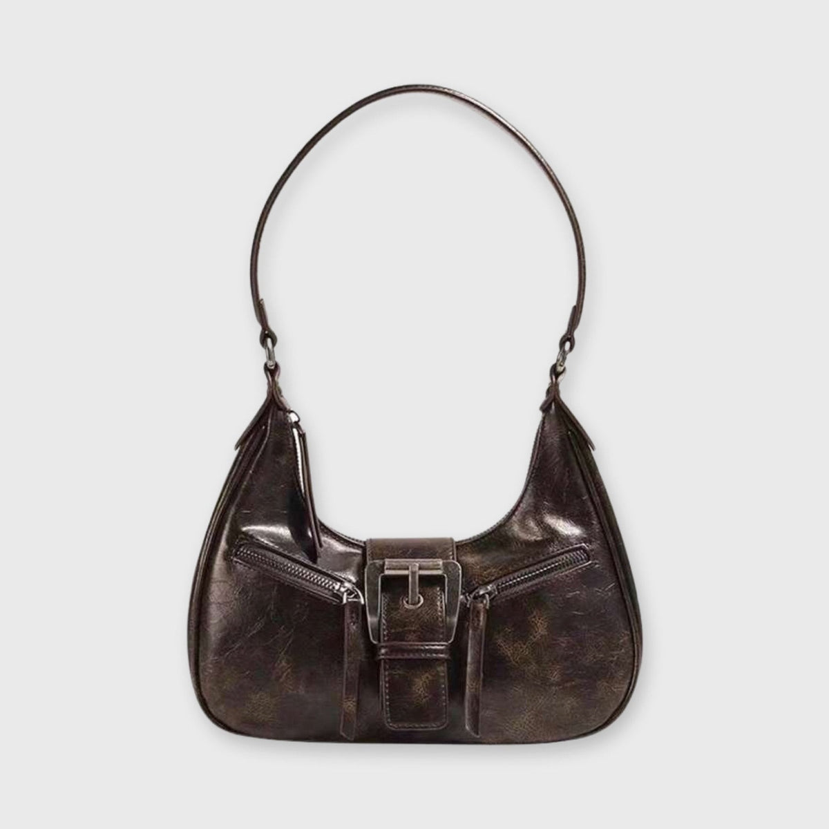 Sac bandoulière Janine brun foncé vu de face