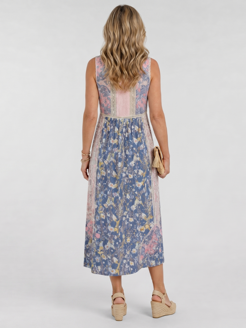 Ottoline — Robe midi à panneaux imprimés