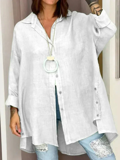 Yseult | Chemise oversize à fente latérale — Blanc