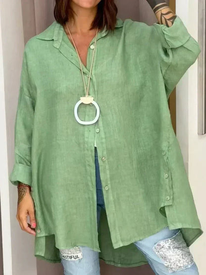 Yseult | Chemise oversize à fente latérale — Vert amande