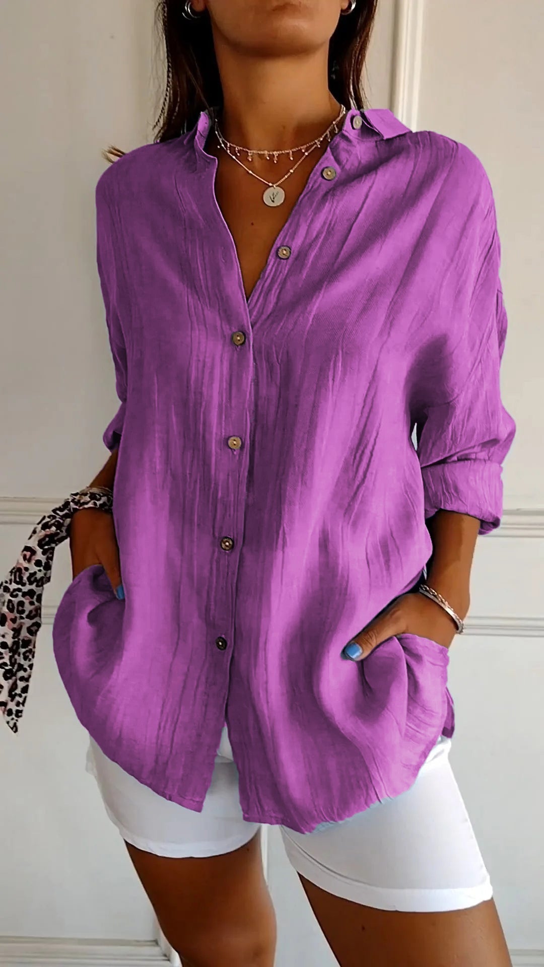 Vinciane | Chemise longue à l'aspect froissé — Violet