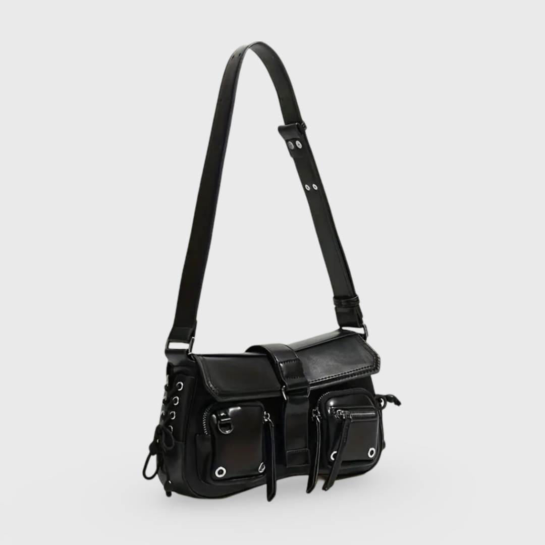 Sac porté épaule Lacet noir vu de côté