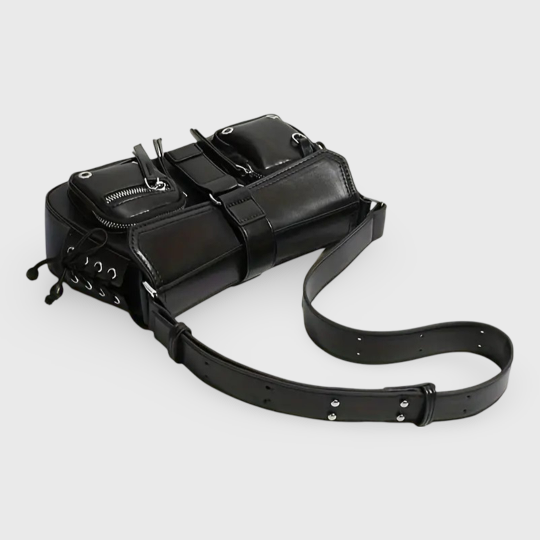 Sac porté épaule Lacet noir, photo détail