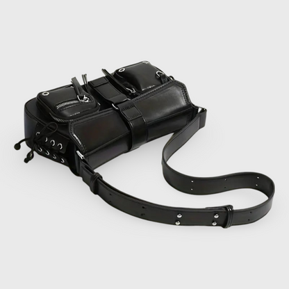 Sac porté épaule Lacet noir, photo détail